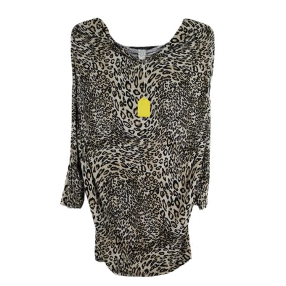 aDRESSing Woman Tunic Top Waterfall Neckline Long Sleeve Animal Print 2X 037 - Picture 6 of 6